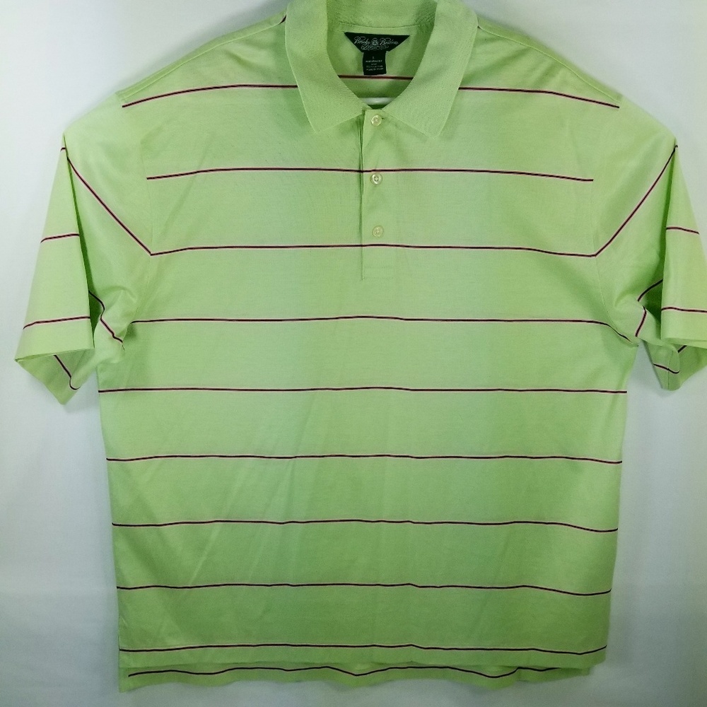Brooks Brothers Green Polo with Red Stripes